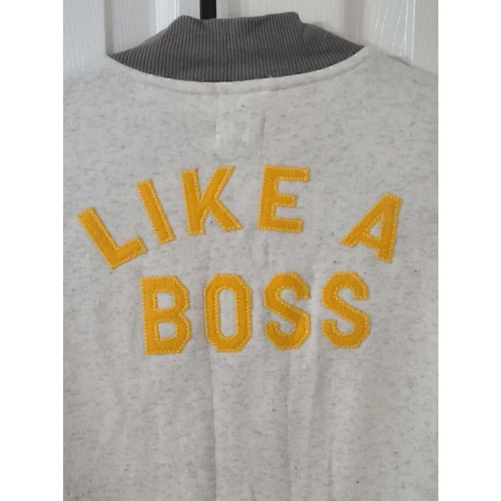 🙂 Gymboree Boy's Like A Boss Varsity Long Sleeve Smile Snap Sweat Jacket Size M
